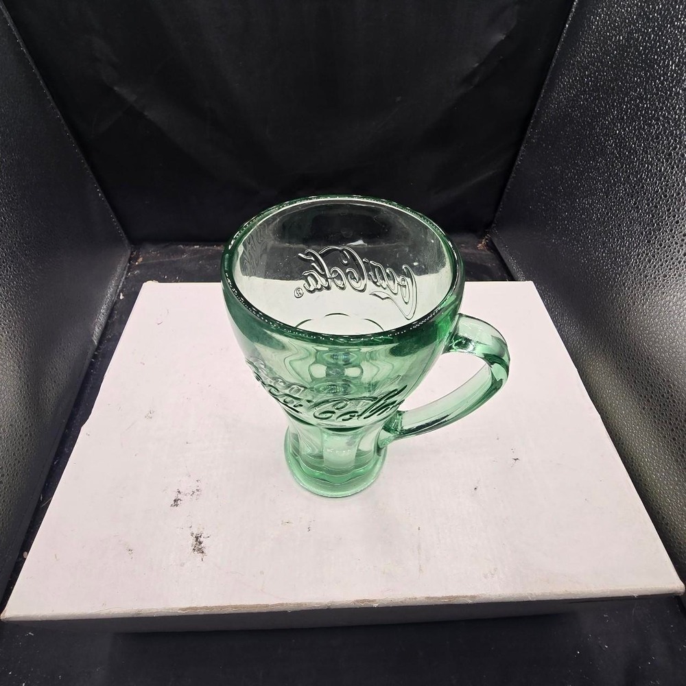 Vintage green glass Coca-Cola mug